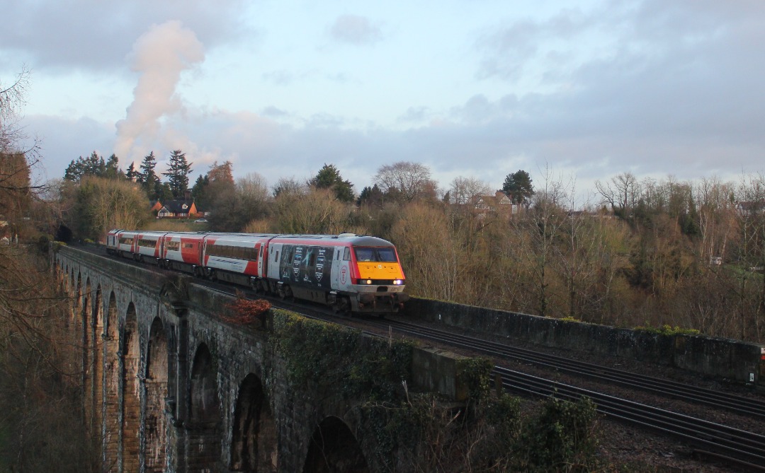 Jamie Armstrong on Train Siding: 67008 with DVT 82228 leading working 1V91 0530 Holyhead to Cardiff Central Seen Crossing Chirk Viaduct (19/02/24)