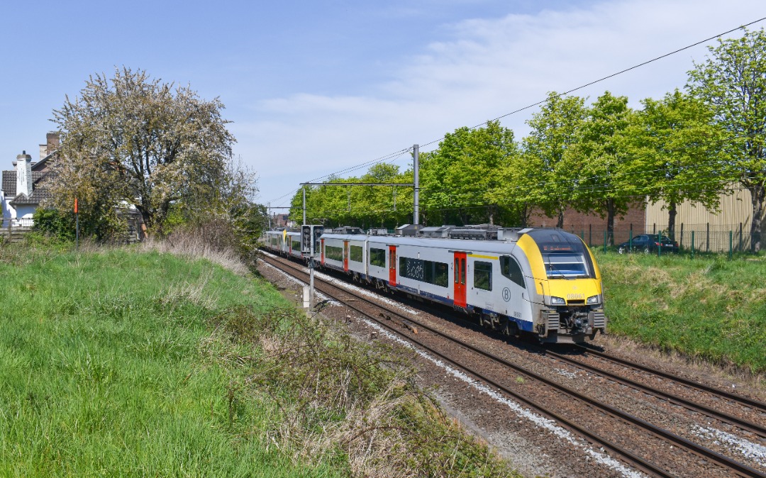 NL Rail on Train Siding: NMBS Desiro's 8161 en 8093 komen langs Erembodegem gereden als S10 naar Brussel-Zuid en Dendermonde.