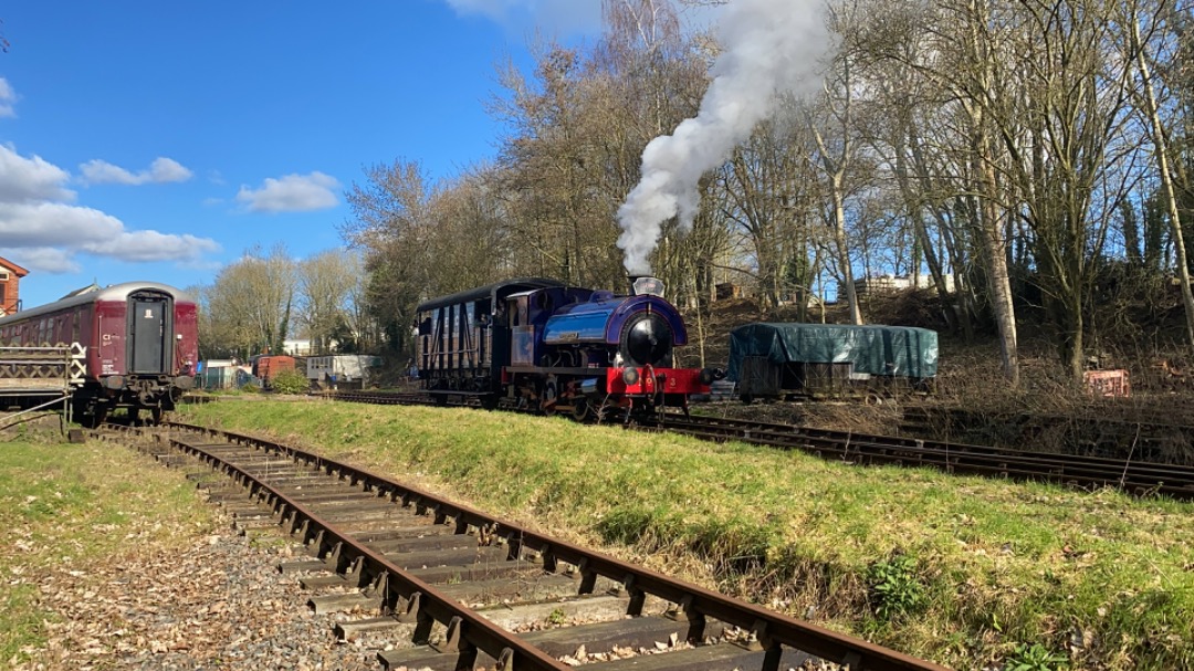George on Train Siding: 0-4-0st No.7681 'Agecroft No.3' becomes 1 year old since entering service at the Whitwell & Reepham Railway. They
celebrated both the railways...
