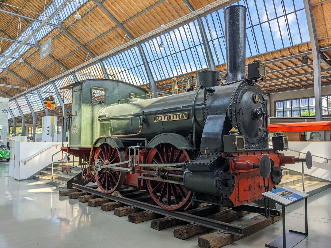 smoke_deflector on Train Siding: Landwührden, 1867, 0-4-0, the first locomotive built by Krauss. Delivered to the Oldenburg State Railway, now at the
Deutsche Museum...