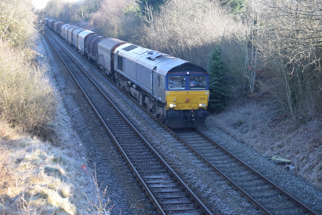 Hardley Distant on Train Siding: CURRENT: Forner DRS Loco 66303 passes Rhosymedre near Ruabon today with the 6V75 09:31 Dee Marsh Junction to Margam Terminal
Complex...