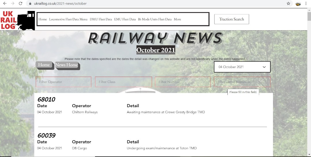 UK Rail Log on Train Siding: We have a stock update available in Railway News and this one includes news of more TfW units into the new colours scheme, more
707's...