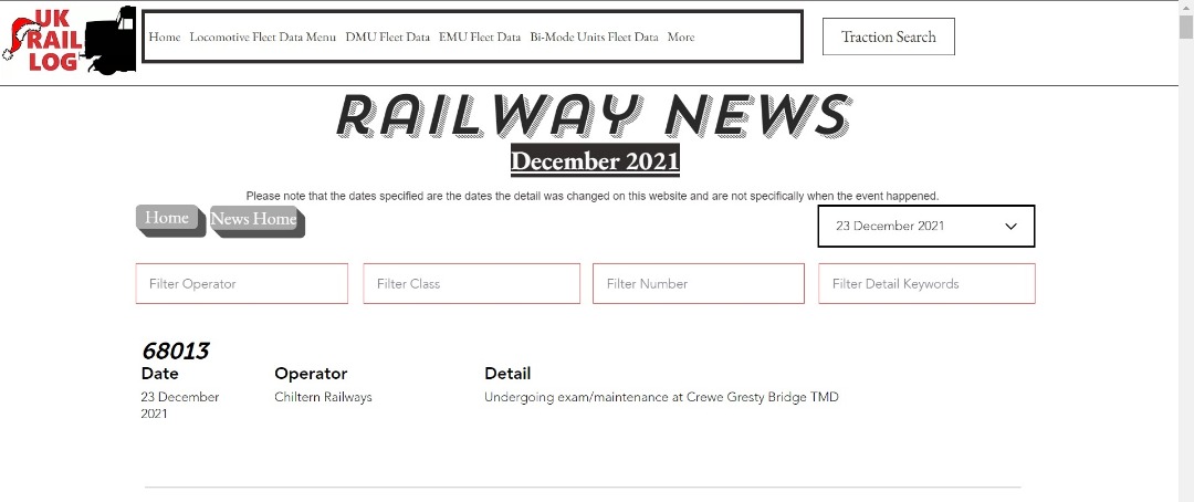 UK Rail Log on Train Siding: Today's stock update is now available in Railway News and includes news of another Class 365 off to meet it's end and
more Class 321's...