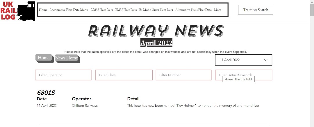 UK Rail Log on Train Siding: Today's stock update is now available in Railway News including news of the Class 57's reaching the end of another
chapter and much more....