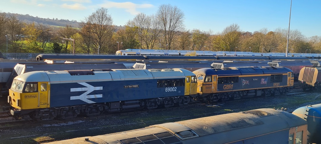 andrew1308 on Train Siding: Took a trip to Tonbridge West Yard today with my boy and this is what was there.. We have 66779, 66794, 69001, 69002 and in the
distance 69003