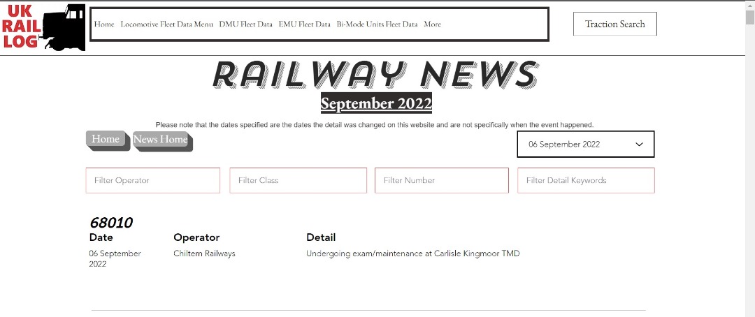 UK Rail Log on Train Siding: Todays stock update now available in Railway News including news of a new, temporary look for a Class 37, more new units entering
service,...