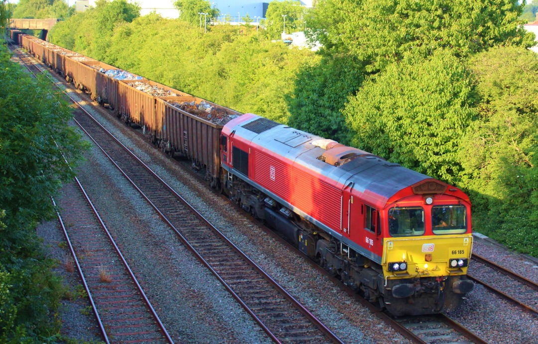 Jamie Armstrong on Train Siding: 66185 Working 6V81 Masborough Freight Depot - Cardiff Tidal Seen Passing SunnyHill Loop , Derby