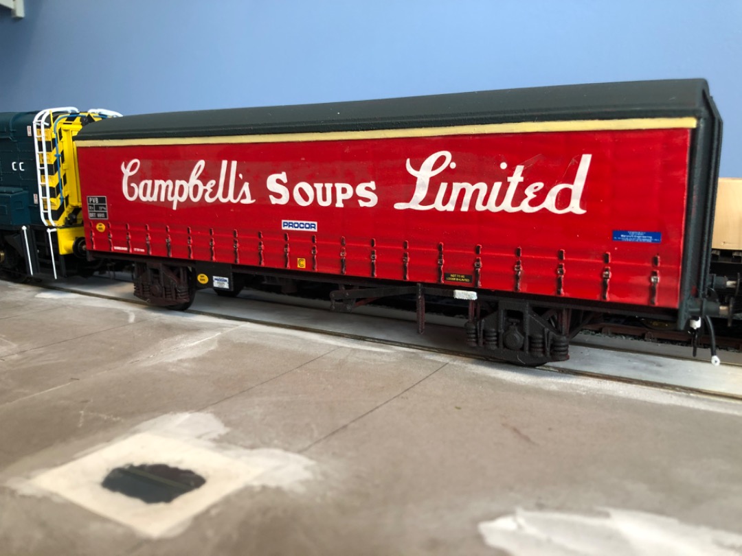 Paul Rowlinson on Train Siding: This is my Campbell's soup wagon in O Gauge. It's a largely 3D printed model from BRBlue through Shapeways