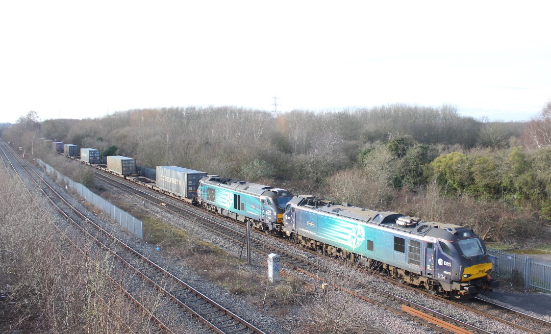Jamie Armstrong on Train Siding: 88002 & 68016 working 4Z45 1244 Daventry Int Rft Recep Fl to Mossend Down Yard Seen Passing Castle Donington (19/02/23)