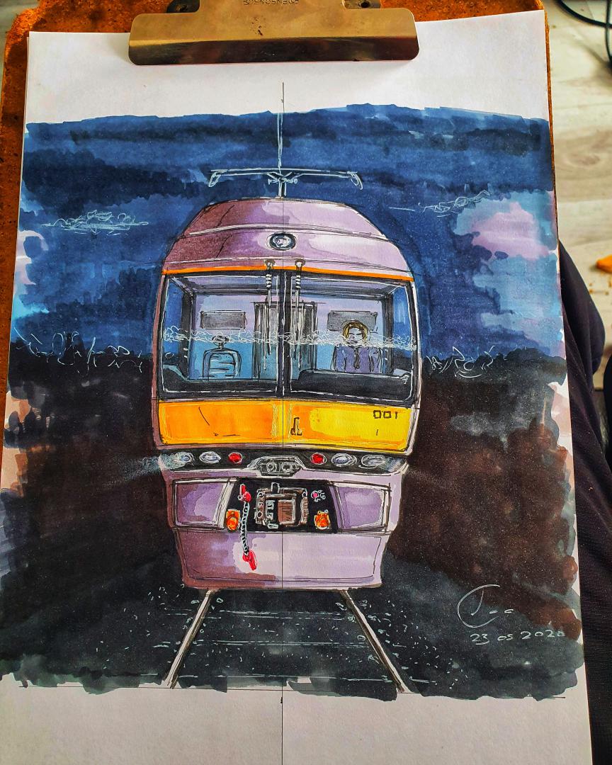 Lee O Hara on Train Siding: Ok so not a real train but I did originally do this as a design in 1993 when I was 14... 41 now and decided to get the crayons out!