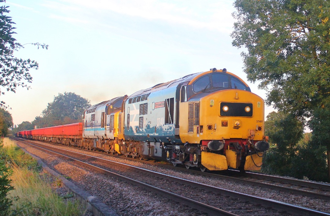 Jamie Armstrong on Train Siding: 37401 & 37425 Working 6K97 1933 Toton North Yard to Crewe Bas Hall S.S.M. Seen passing Swarkestone lock foot crossing,
Derby (17/08/23)