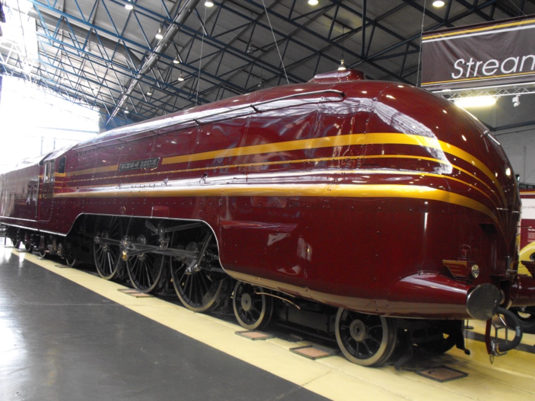 Paul Seath on Train Siding: Duchess of Hamilton streamlined Steam Engine in LMS livery at National Railway Museum in 2010