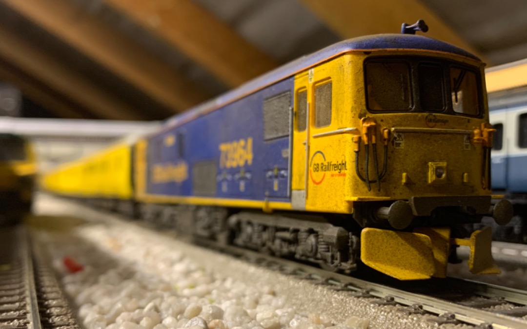 Mista Matthews on Train Siding: My class 73 weathered up and ploughs fitted. Now if anyone has any idea how to add lights to this thing, please enlighten me!