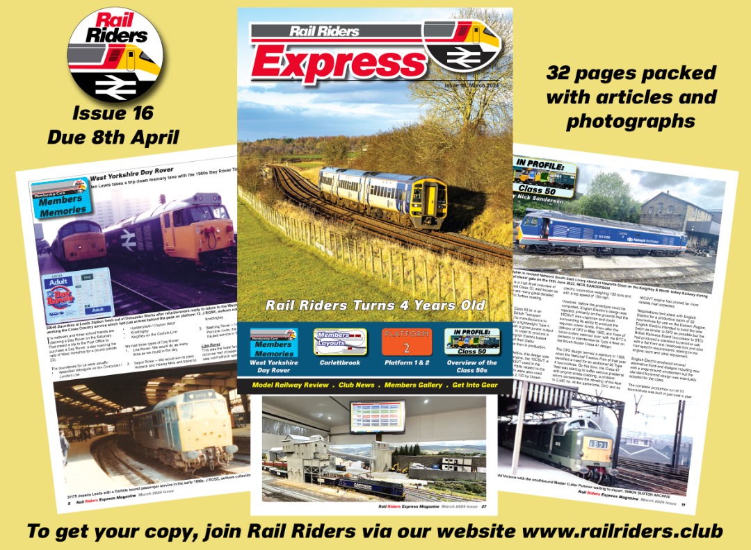 Rail Riders on Train Siding: Our latest issue of the Rail Riders Express magazine has gone to the printers and is due on 1st December.