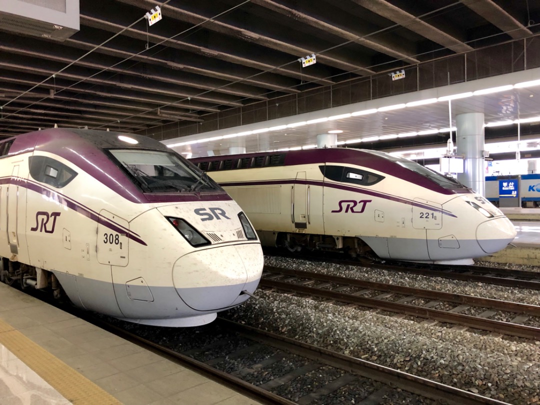 Frank Kleine on Train Siding: Two KTX-Sancheon waiting in Busan Station, the left having just arrived from Seoul. Luckily there were no zombies on our
"Train to...