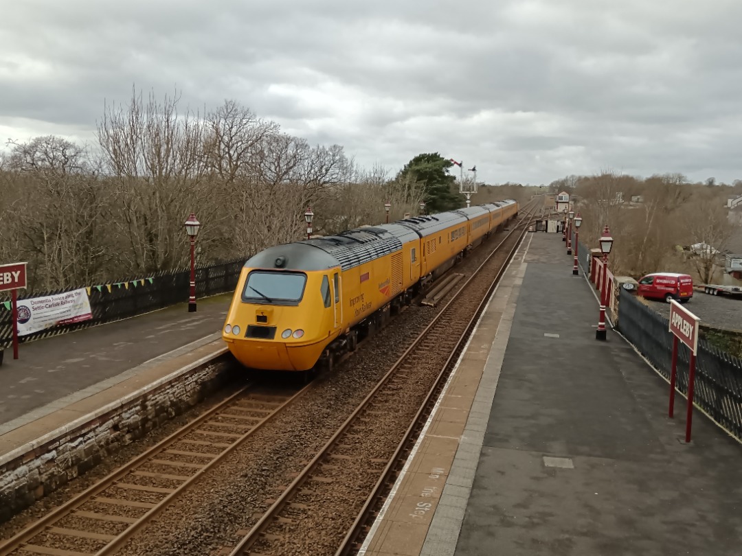 Whistlestopper on Train Siding: Network Rail class 43/0s No. #43013 "Mark Carne OBE" and #43062 'John Armitt' passing Appleby this afternoon
with the New Measurement...